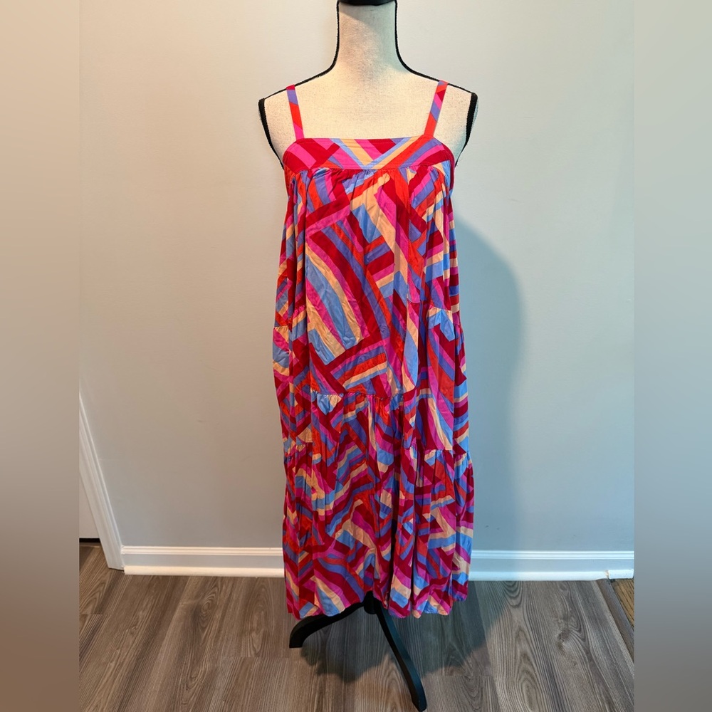 Abel the Label Anthropologie Babydoll Midi Dress Pockets Boho Women’s size Small